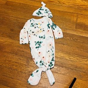 Adorable newborn gown with hat
